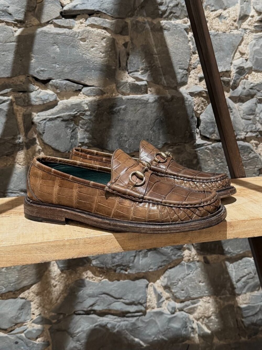 Gucci 1921 Collection Brown Crocodile Horsebit Loafers